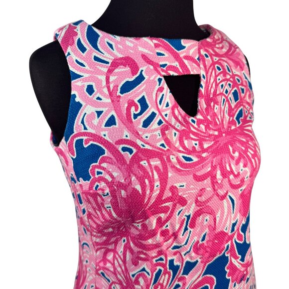 Just Taylor Size 4P Sleeveless Pink & Blue Floral Textured Shift Dress - Picture 9 of 14